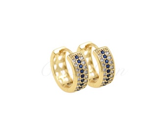 Orecchini rotondi con micro pavé di zirconi delicati riempiti in oro 18 carati, orecchini con zirconi multicolori, orecchini geometrici, accessori di gioielli fai da te 6,4x18 mm