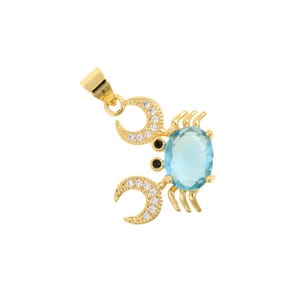 Gem Crab Pendant With Rhinestone Accents – Unique Sea Life Charm In Gold For Jewelry Making,18x15mm
