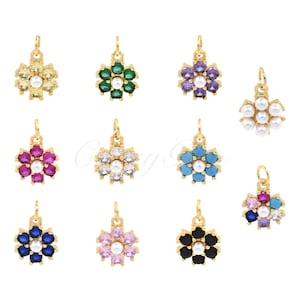 Ciondolo collana di fiori di zircone placcato in oro, gioielli da giardino per la creazione di collane di bracciali fai-da-te, 10,5 mm