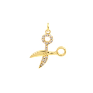 18k Gold Filled Scissors Pendant,Cubic Scissors Necklace Charm Jewelry Making Supplies 23.5x16.5mm