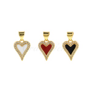 Enamel Heart Necklace,Red Heart Charm, Love Charm,Heart Charm,DIY Jewelry Making Suppl 10.5x14x2.2mm