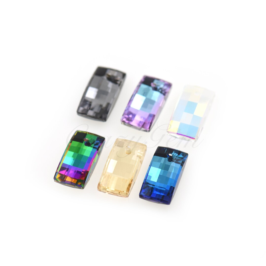 Glass Rhinestone Rectangle Pendant,multicolor Crystal Charms,diy ...