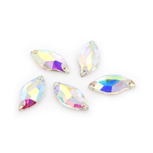 Faceted Leaf Shape Sew-on Crystal,Loose Glass Rhinestone Beads for DIY Wedding Dresses