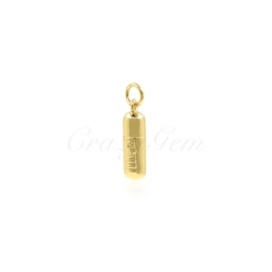 18K Gold Filled Pill Charm,Capsule Charm,DIY Jewelry Supplies 5x17mm