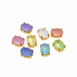 Oval Aurora Crystal Claw  Color Glass Rhinestone Many Colors are available   10Pcs