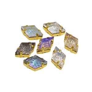 Rhombus Claw Rhinestone , Hand-sewn Diamonds Around The Edges, ,Crystal in Claw for DIY Wedding Clothing Accessories 10Pcs