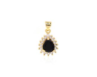 18K Gold Filled Oval Shape Colorful Crystal Connector,CZ Micro Pave Oval Pendant,Geometry Pendant, DIY Jewelry Supplies 17x12mm