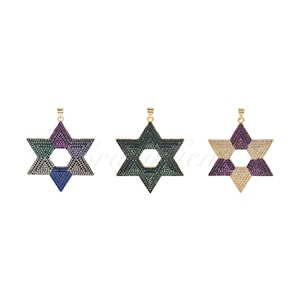 18K Gold Filled Zircon Hexagram Pendant, Celestial Jewelry, DIY Jewelry Making Supplies, 44x36mm