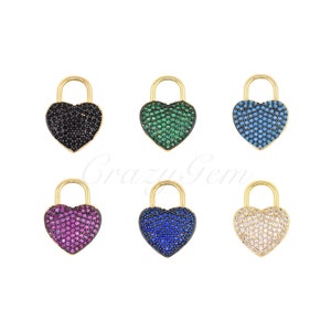CZ Micro-set Zircon Heart Connector, Heart Charm, Love Charm, High Jewelry, 23x16mm