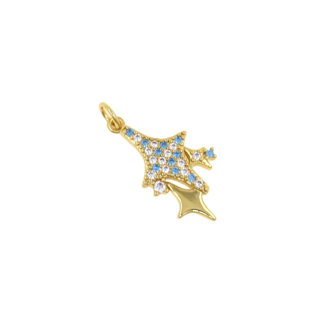 Glittering Comet Tail Pendant With Sparkling Blue CZ and Shooting