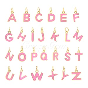 Gold Plated Brass Enamel Letter Pendant, 26 Letter Charm, Enamel Charm, 11.5x10mm