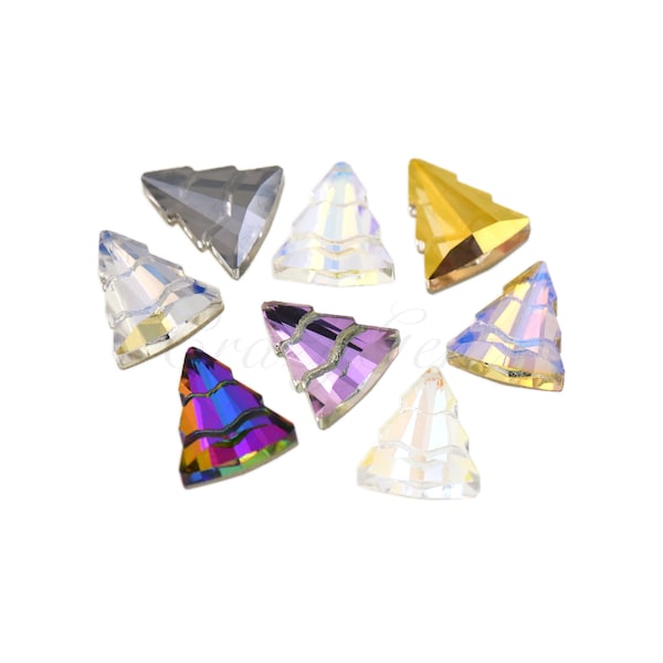 Christmas Tree Crystal Glass Diamond Colored Pointed Bottom DIY Crystal Accessories