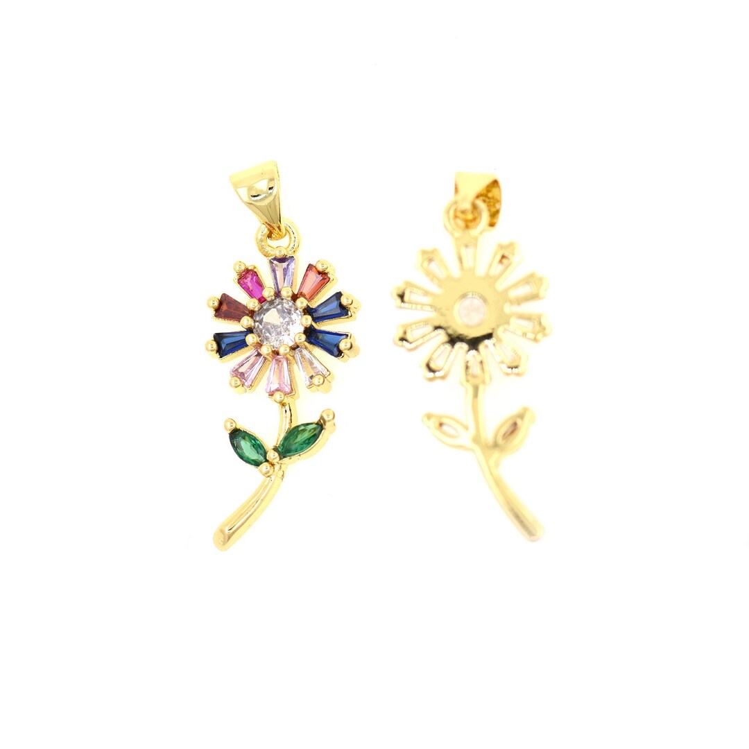 Fancy Gold R Flower 18K Gold Filled Rose Flower Pendant,flower Necklace Charms 27x12mm - Etsy