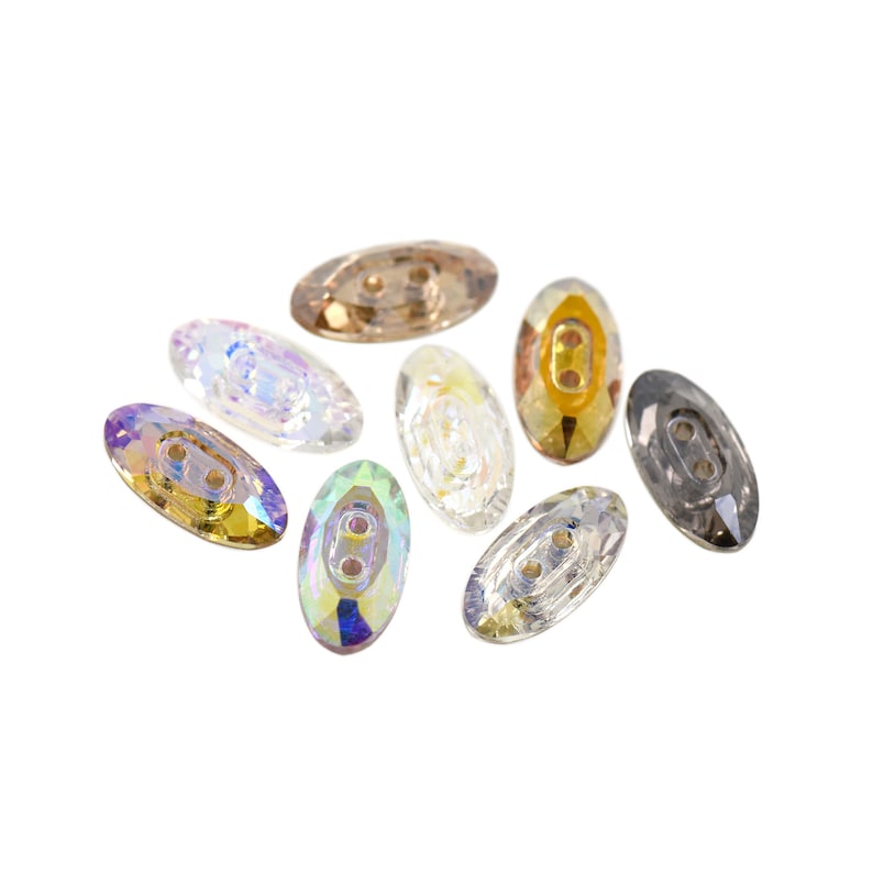 Neon Color Glass Rhinestone on Flat Back Oval Crystal Buttons ...