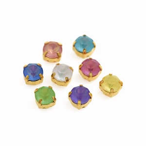 Round Aurora Rhinestone Claw - Neon Color Glass Rhinestone - Crystal in Claw for DIY Wedding Clothing Accessories 10Pcs