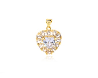 18K Gold Filled Heart Charm Ecklace,love Charm Gift for Her, DIY Jewelry Accessories 20x17mm