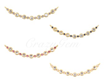 Brass Gold Plated Zircon Necklace Connector for DIY Jewelry Making Supply, 50x4.5mm