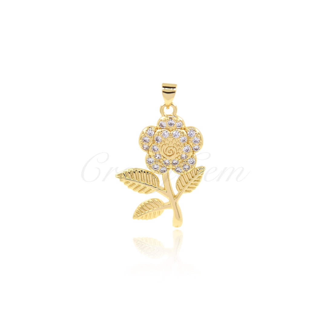 Fancy Gold R Flower 18K Gold Filled Rose Flower Pendant,flower Necklace Charms 31x22mm - Etsy