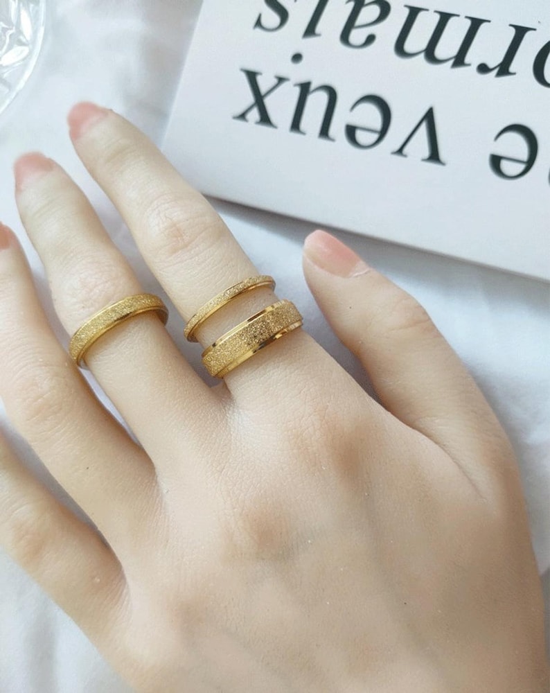 Gold Band Ring,Gold frosted Ring,Gold Band for Man,Thick Ring,Thin Ring,Simple Gold Ring,Couple Ring,Chunky Ring,Dainty Ring,Bold Ring