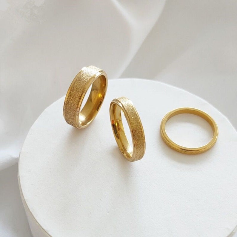 Gold Band Ring,Gold frosted Ring,Gold Band for Man,Thick Ring,Thin Ring,Simple Gold Ring,Couple Ring,Chunky Ring,Dainty Ring,Bold Ring