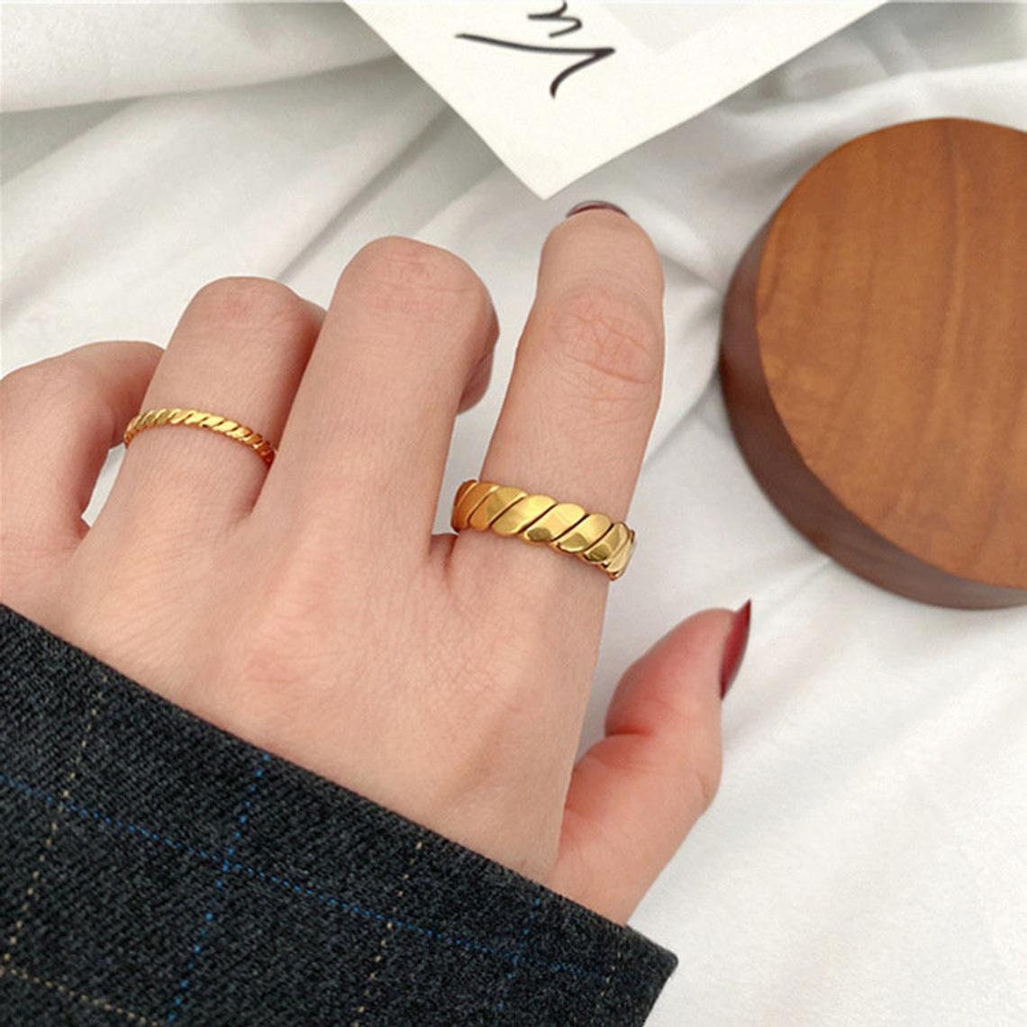 Namana Anillo De Sello Redondo Ajustable, Acabado Cepillado