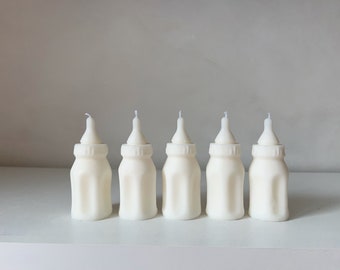 Handmade Baby Bottle Soy Wax Candles | Baby Shower Favors, Gifts (Set of 10)