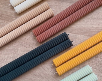 Handmade Ribbed Pillar Candles x20 | Bulk Dinner Candles