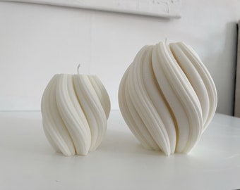 Handmade Swirl Pillar Candle | Unscented, Decorative