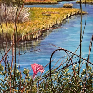 Harkers Island North Carolina Print, North Carolina Giclee Print, Marsh Outer Banks, Coast artwork giclée print, Crystal Coast Seashore NC