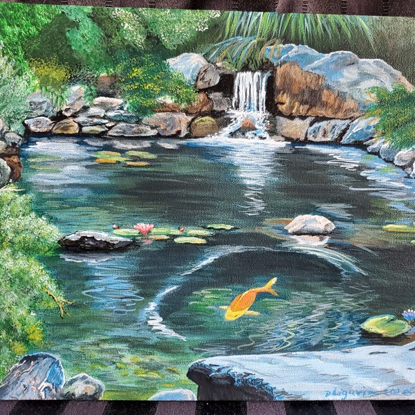 Koi Pond Painting Etsy Koi Pond Painting Etsy