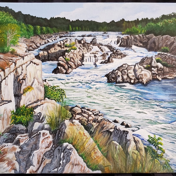 Waterfall Print, Great Falls Print, River Art, Waterfalls Art, Waterfall VA, American National Parks Great Falls Virginia, Giclée Art Prints