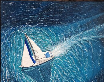 Sailing Art Print, Sail Boat Wall Art, Ocean Sailing Art, Ocean Sailing Nautical Artwork, Sailboat Decor, Sailing Gifts, Donna Liguria