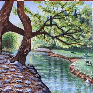 River Rocks, River Art, River Print, Landscape Print, Forest Stream, Forest Landscape, Nature Art, Woodland Stream Print, Riverscape, Farm