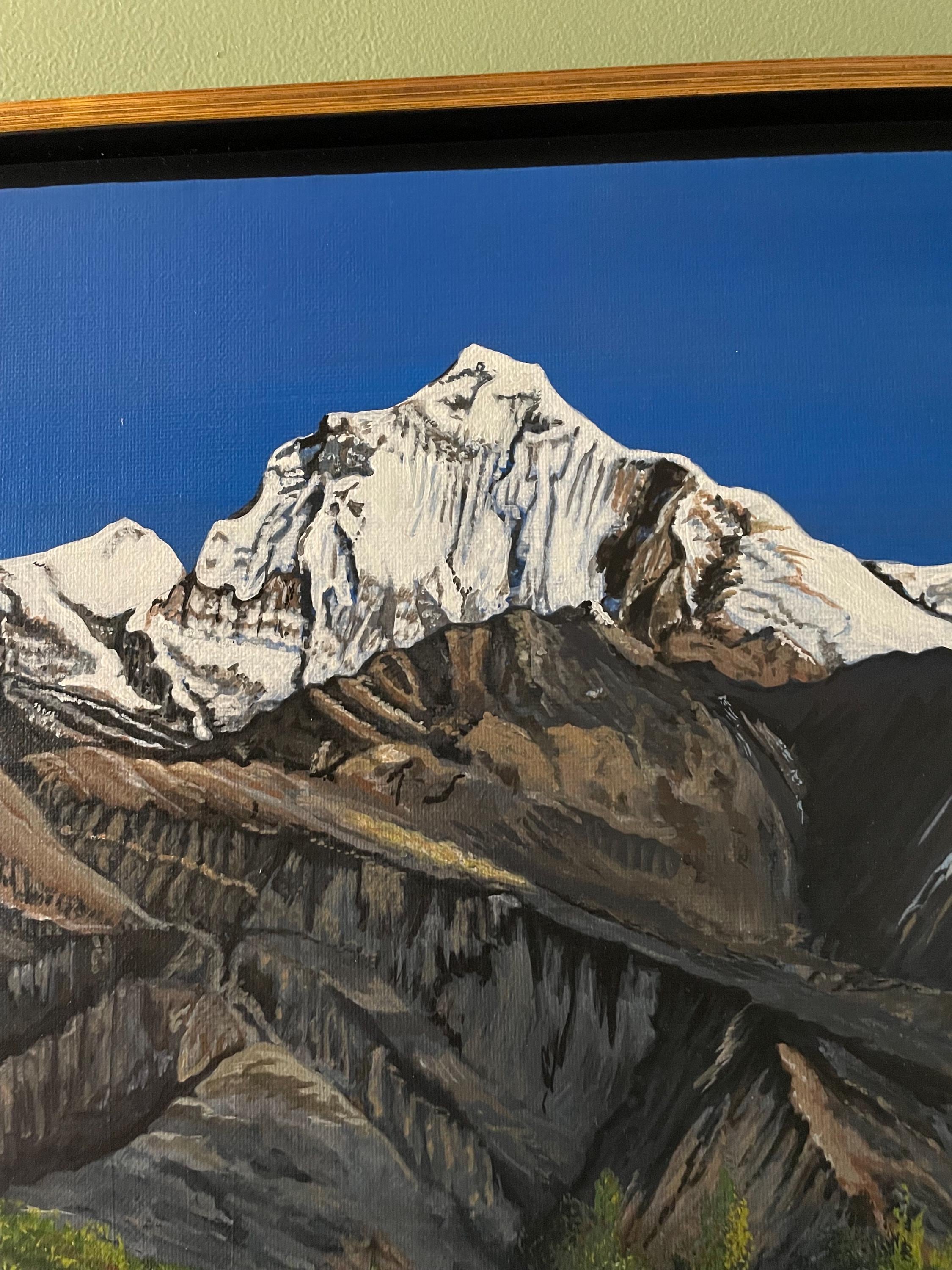 Mount Everest Painting Original Acrylic Mountain Landscape Art
