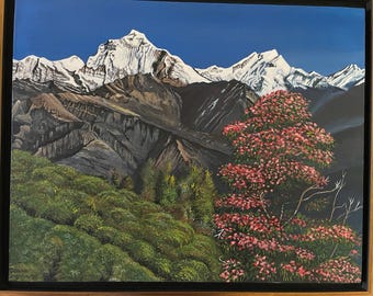 Mount Everest Artwork, Nepal Mountain Landscape Art on Canvas