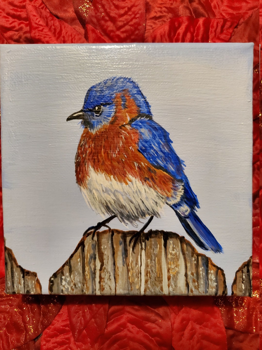 Blue Bird Painting, Bird Painting, Blue Bird Art, Small Bird Painting