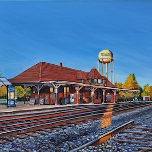 Train Station Print, Manassas Virginia Train Station, Historic Downtown Manassas, Train Tracks, Train Art, Manassas VA Art, Giclée Art Print