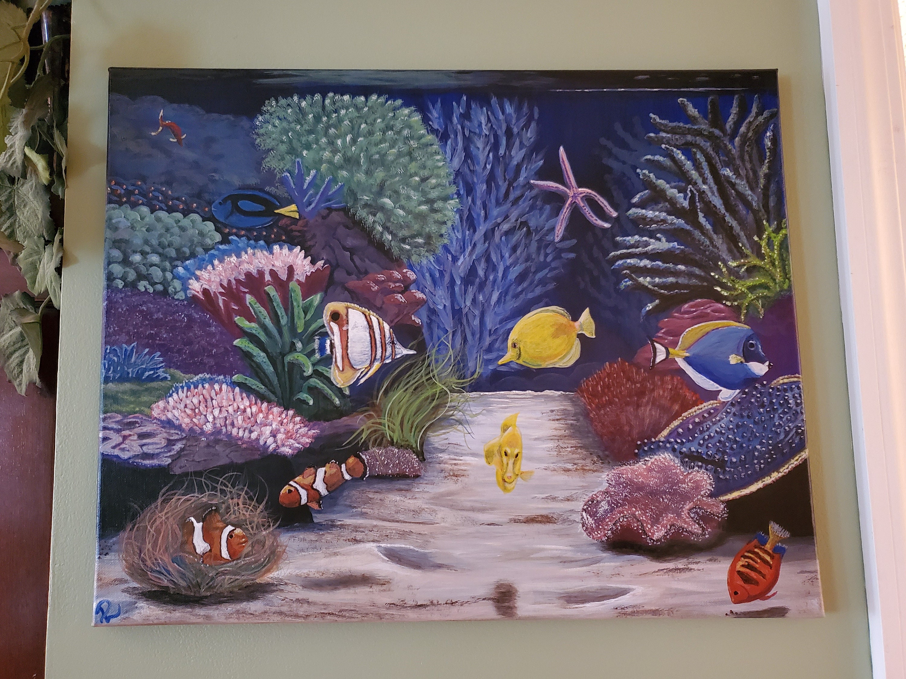 Fish Aquarium, Underwater Painting Fish Tank Decor, Fish Painting ...