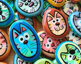 Small painted rocks for cat lovers 4.0 · A new batch of kitty rocks in sets of 3 or 6 · Gift for cat people · Cats rock / Cat rocks