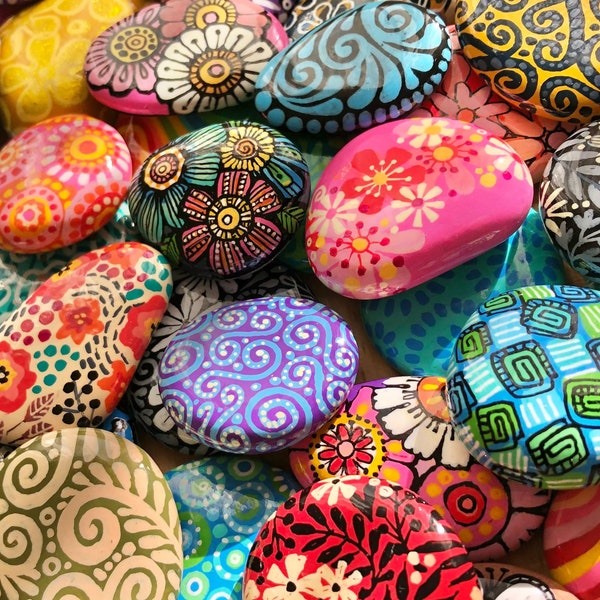 Grab bags of random, pretty stones · Fun, hand-painted rocks · Let me surprise you!