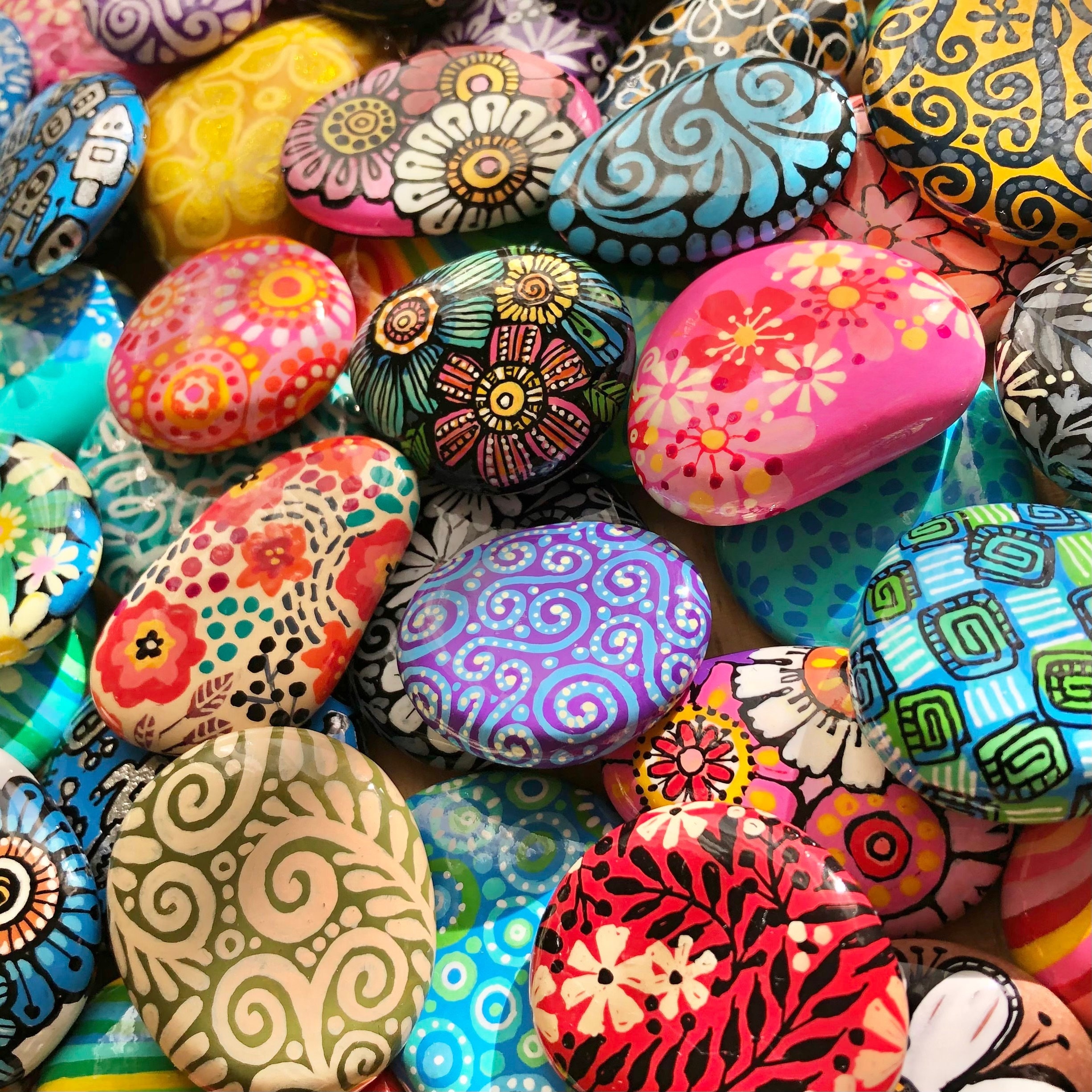 Grab Bag of 7 Random Pretty Stones Fun Handpainted Rocks Etsy