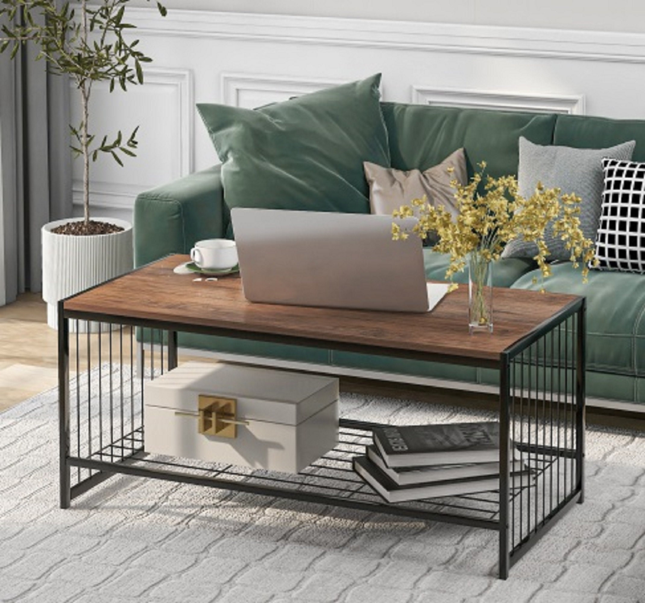 Corner Rectangle Coffee Table Wooden Coffee Tea End Table Etsy