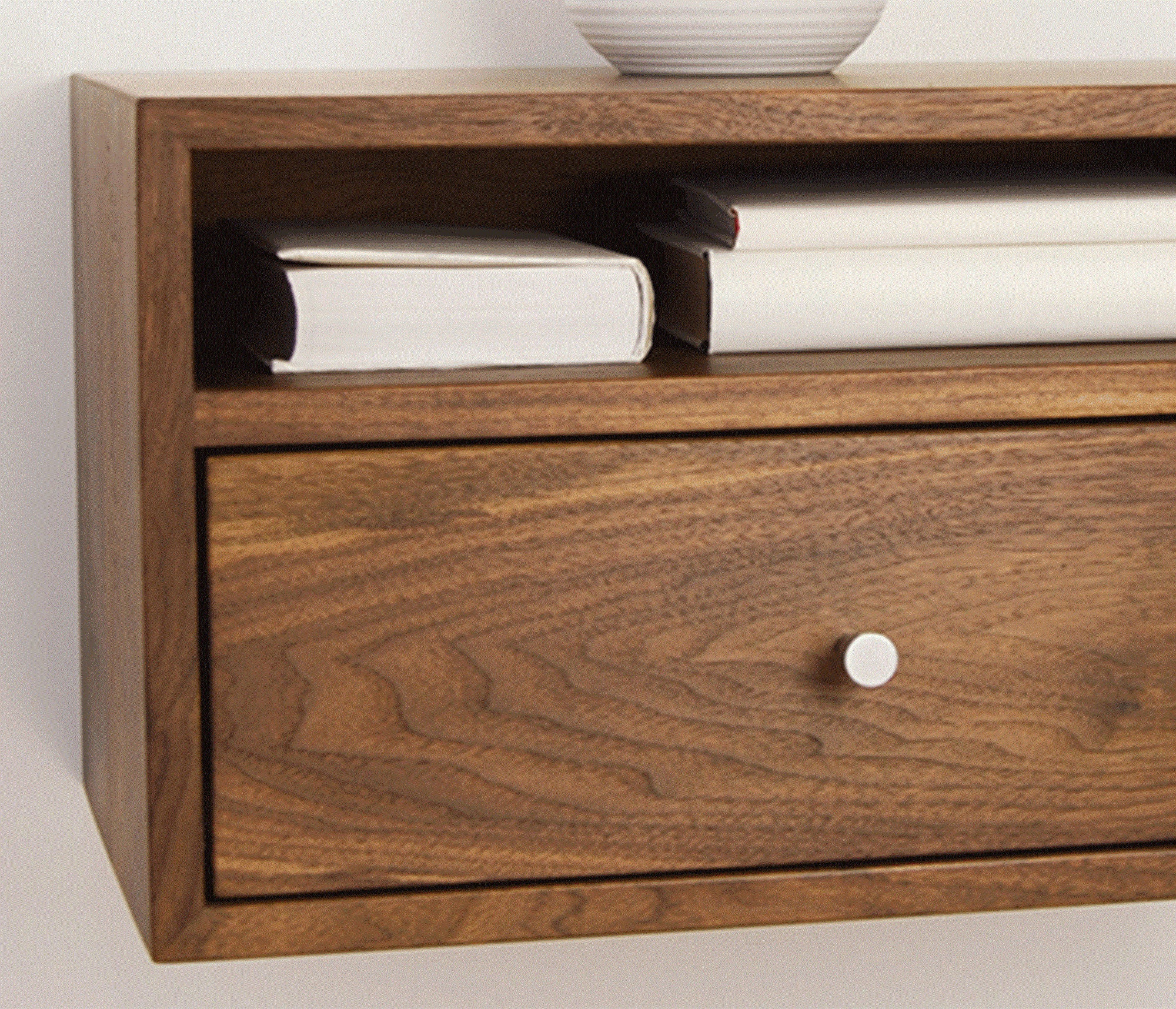 Bedroom Furniture Oak Floating Nightstand Bedside Table With Drawer