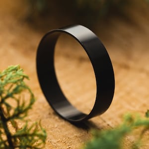 Ultra Thin Mens Wedding Band - Matte Black - Durable Chromium Alloy, Thin Engagement Ring, Simple His & Hers Band, Comfortable Gym Band Ring