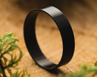 Ultra Thin Mens Wedding Band - Matte Black - Durable Chromium Alloy, Thin Engagement Ring, Simple His & Hers Band, Comfortable Gym Band Ring