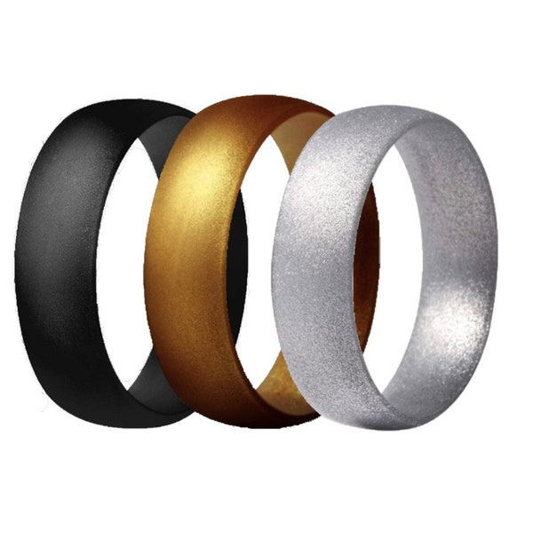 Silicone Ring 3 Pack - Ultra Thin Profile - Wedding Bands - Men and Women