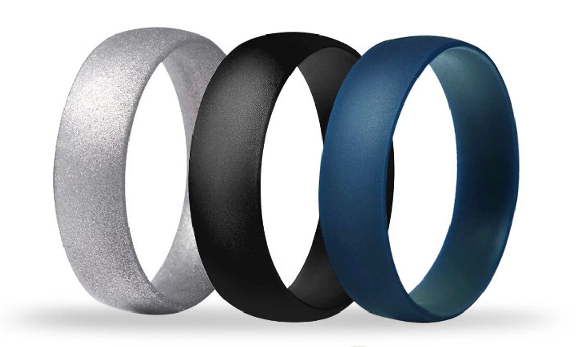 Silicone Ring 3 Pack Ultra Thin Profile Wedding Bands Etsy