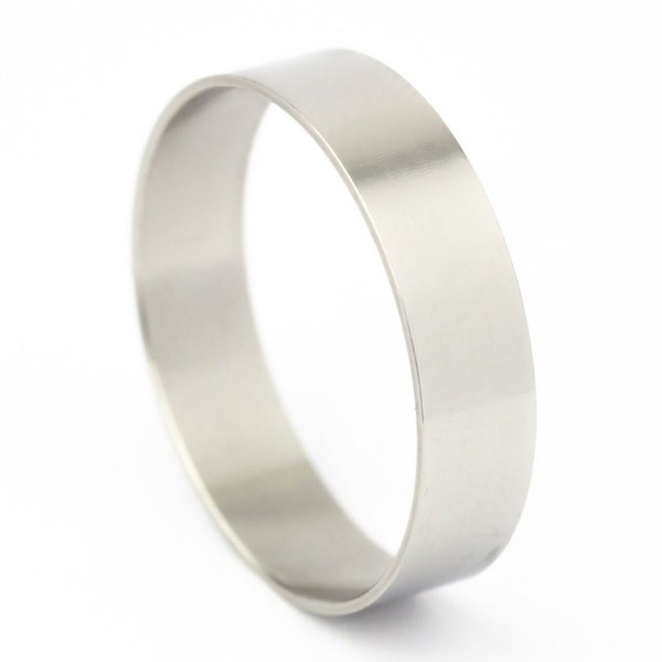 Ultra Flat Wedding Band - Brushed Matte Silver - Ultra Thin and Lightweight Engagement Ring - Chromium Alloy - Men's and Women's - 5mm