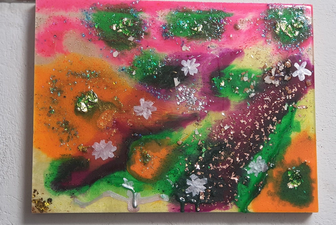 Blossoming Epoxy Resin Painting With Freshly Bloomed Flowers Etsy UK