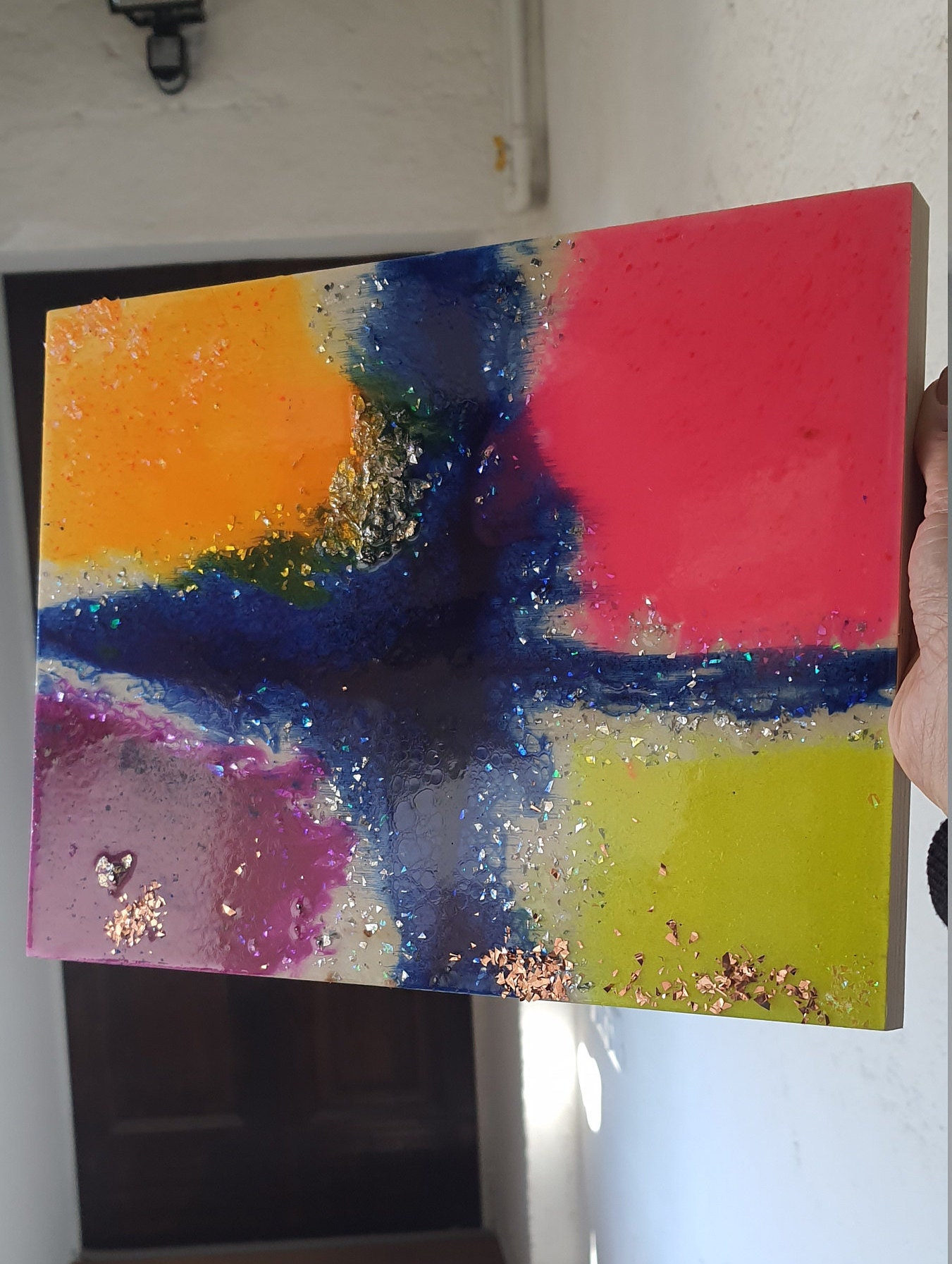 Epoxy Resin Painting With Glitter Resin Pigments and Gold Etsy